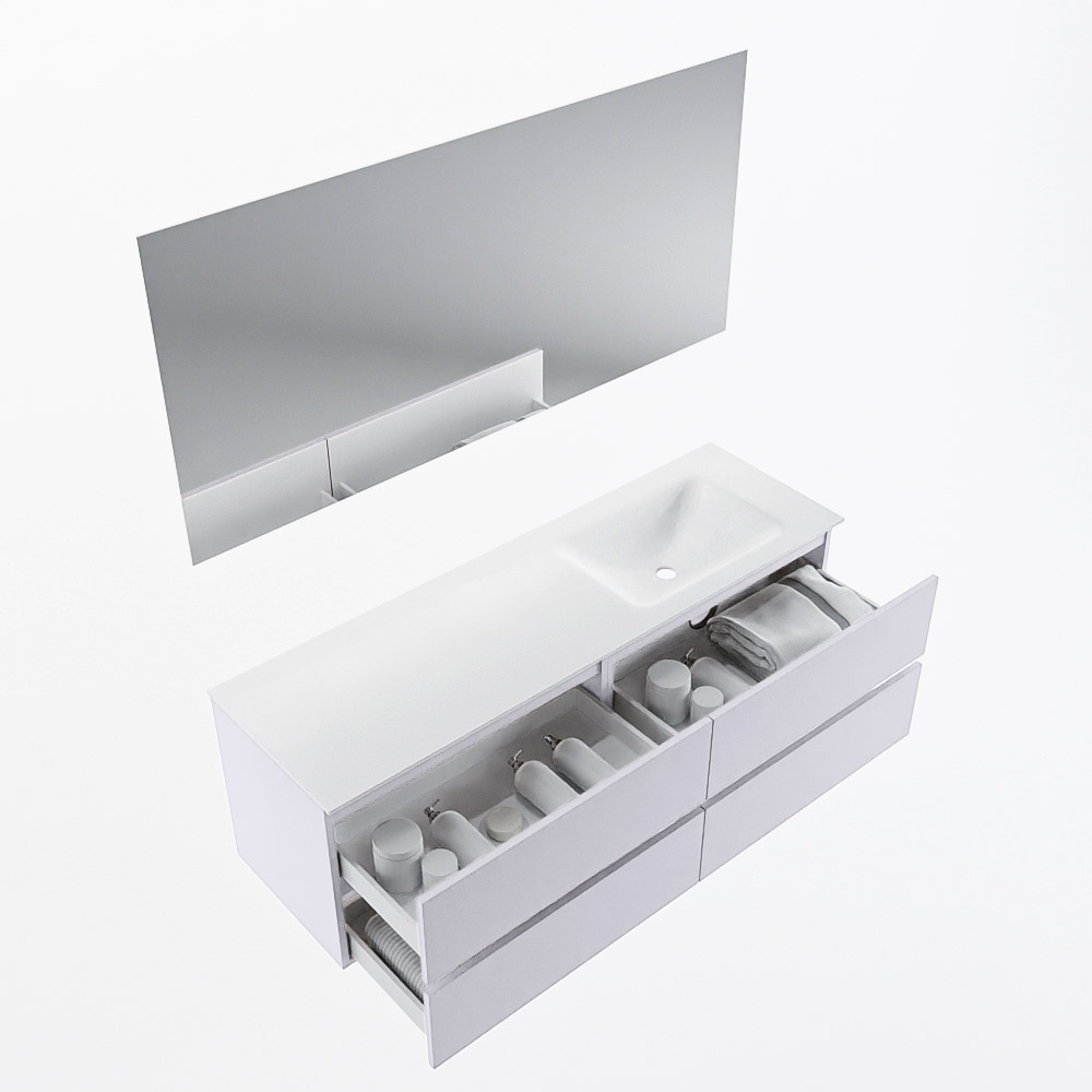 MONDIAZ VICA 150cm mueble de baño Cale 4 cajones. Lavabo CLOUD Derecho 1 orificio color Talc con espejo LED. 7 MONDIAZ VICA 150cm mueble de baño Cale 4 cajones. Lavabo CLOUD Derecho 1 orificio color Talc con espejo LED. - Imagen 7
