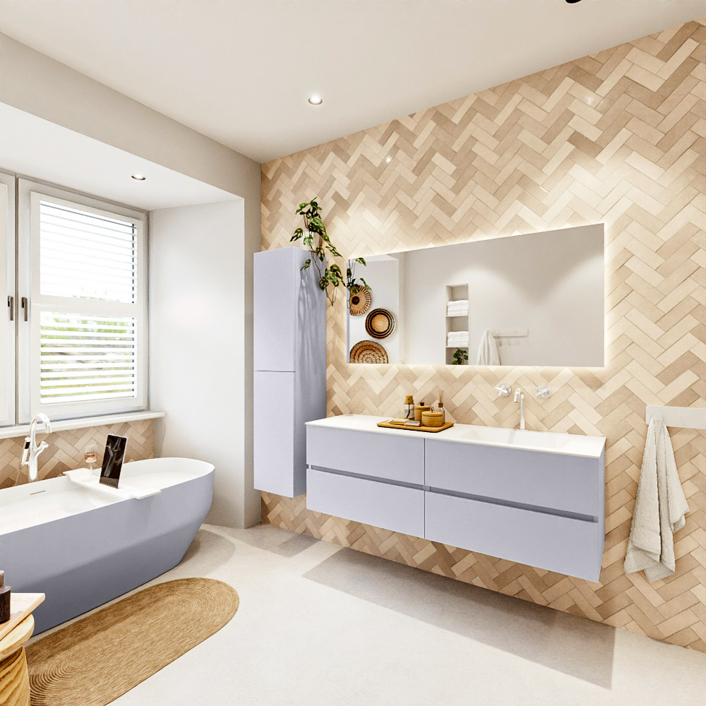 MONDIAZ VICA 150cm mueble de baño Cale 4 cajones. Lavabo CLOUD Derecho 1 orificio color Talc con espejo LED. 4 MONDIAZ VICA 150cm mueble de baño Cale 4 cajones. Lavabo CLOUD Derecho 1 orificio color Talc con espejo LED. - Imagen 4