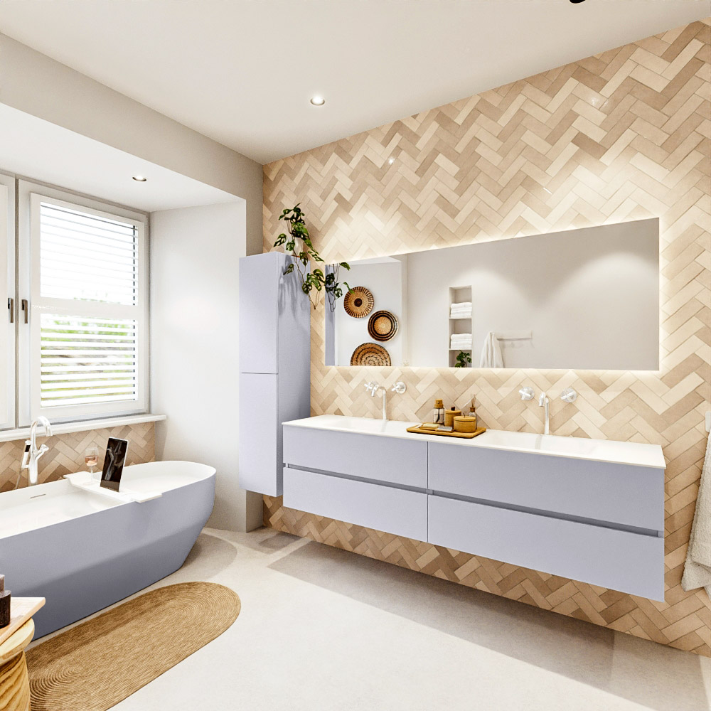 MONDIAZ VICA 190cm mueble de baño Cale 4 cajones. Lavabo CLOUD Doble 2 orificios color Talc con espejo LED. 4 MONDIAZ VICA 190cm mueble de baño Cale 4 cajones. Lavabo CLOUD Doble 2 orificios color Talc con espejo LED. - Imagen 4
