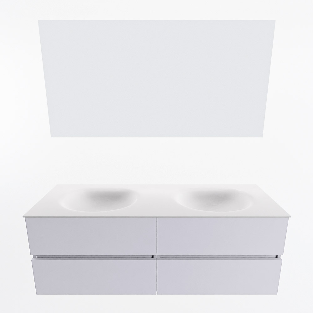 MONDIAZ VICA 140cm mueble de baño Cale 4 cajones. Lavabo MOON Doble 2 orificios color Talc con espejo LED. 5 MONDIAZ VICA 140cm mueble de baño Cale 4 cajones. Lavabo MOON Doble 2 orificios color Talc con espejo LED. - Imagen 5