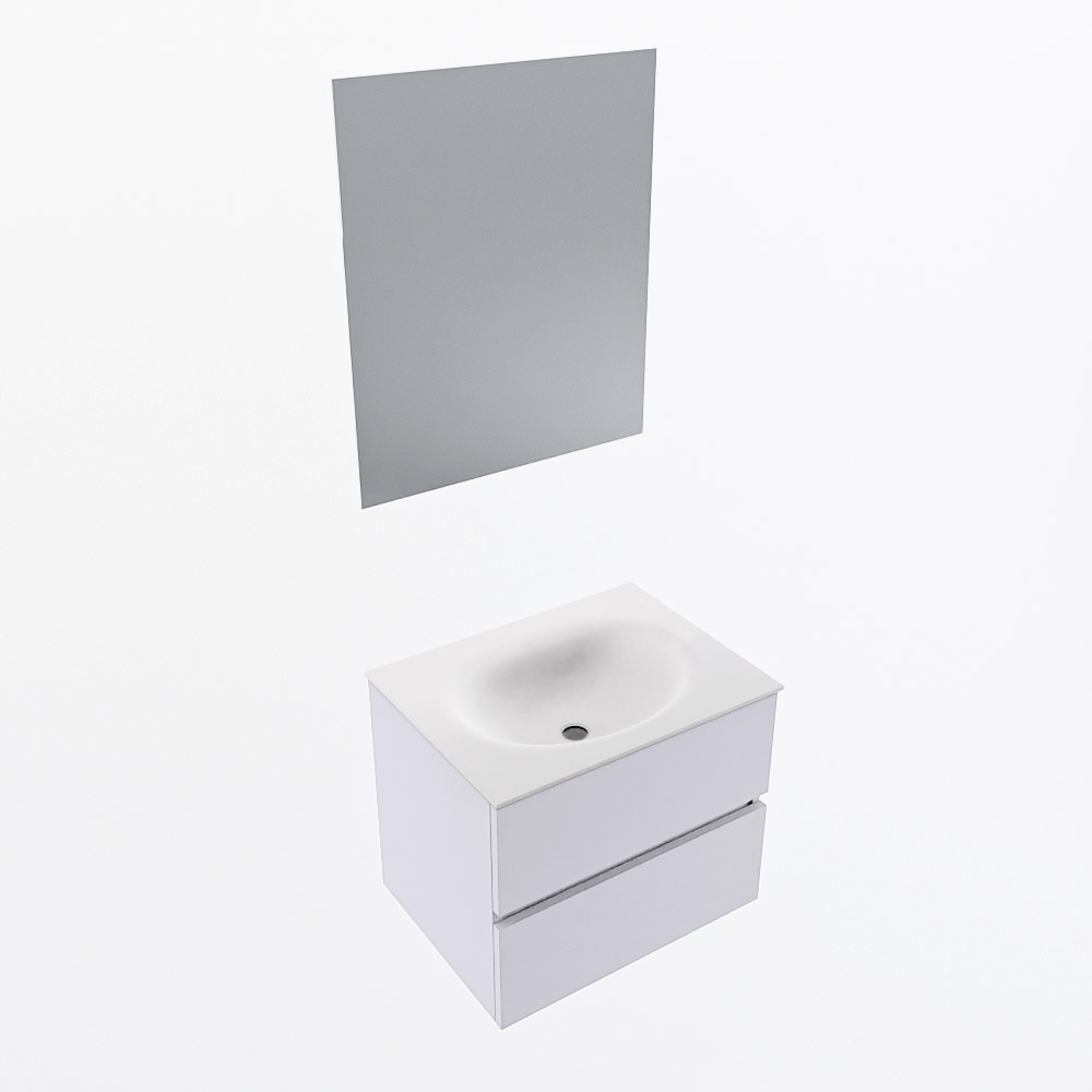 MONDIAZ VICA 60cm mueble de baño Cale 2 cajones. Lavabo MOON Centro sin orificio color Talc con espejo LED. 6 MONDIAZ VICA 60cm mueble de baño Cale 2 cajones. Lavabo MOON Centro sin orificio color Talc con espejo LED. - Imagen 6