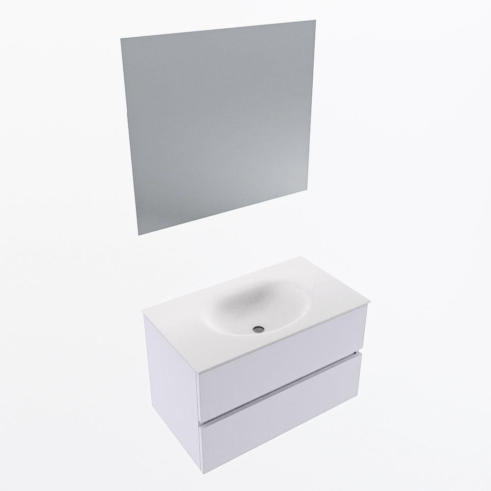 MONDIAZ VICA 80cm mueble de baño Cale 2 cajones. Lavabo MOON Centro sin orificio color Talc con espejo LED. 6 MONDIAZ VICA 80cm mueble de baño Cale 2 cajones. Lavabo MOON Centro sin orificio color Talc con espejo LED. - Imagen 6