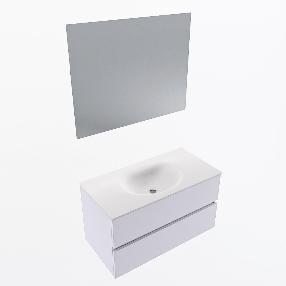 MONDIAZ VICA 90cm mueble de baño Cale 2 cajones. Lavabo MOON Centro 1 orificio color Talc con espejo LED. 6 MONDIAZ VICA 90cm mueble de baño Cale 2 cajones. Lavabo MOON Centro 1 orificio color Talc con espejo LED. - Imagen 6