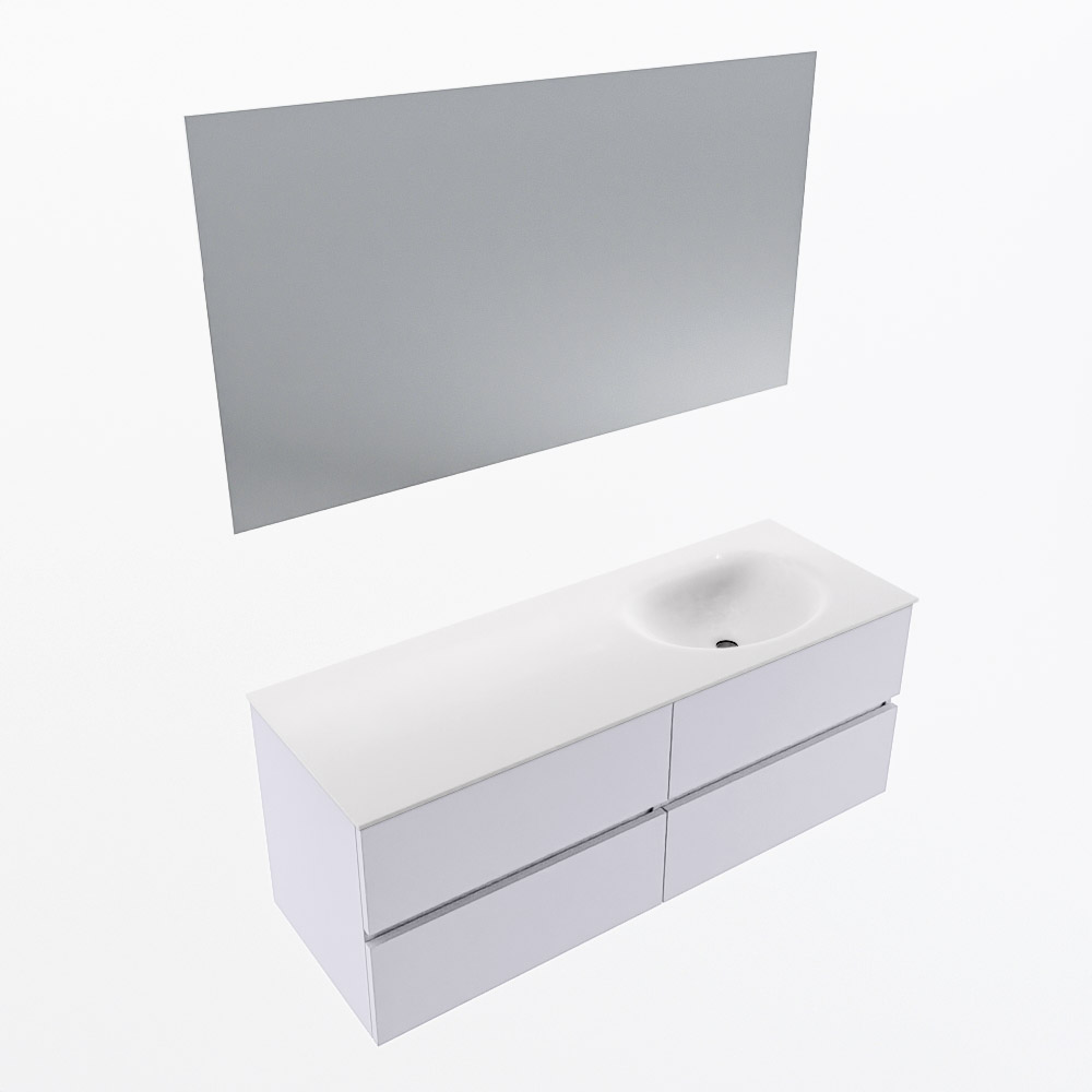 MONDIAZ VICA 130cm mueble de baño Cale 4 cajones. Lavabo MOON Derecho 1 orificio color Talc con espejo LED. 5 MONDIAZ VICA 130cm mueble de baño Cale 4 cajones. Lavabo MOON Derecho 1 orificio color Talc con espejo LED. - Imagen 6