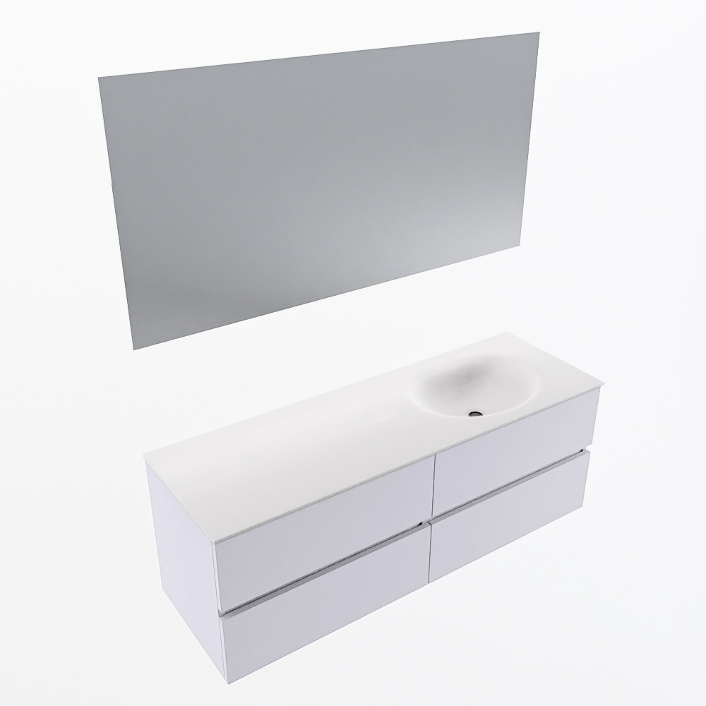 MONDIAZ VICA 140cm mueble de baño Cale 4 cajones. Lavabo MOON Derecho 1 orificio color Talc con espejo LED. 6 MONDIAZ VICA 140cm mueble de baño Cale 4 cajones. Lavabo MOON Derecho 1 orificio color Talc con espejo LED. - Imagen 6