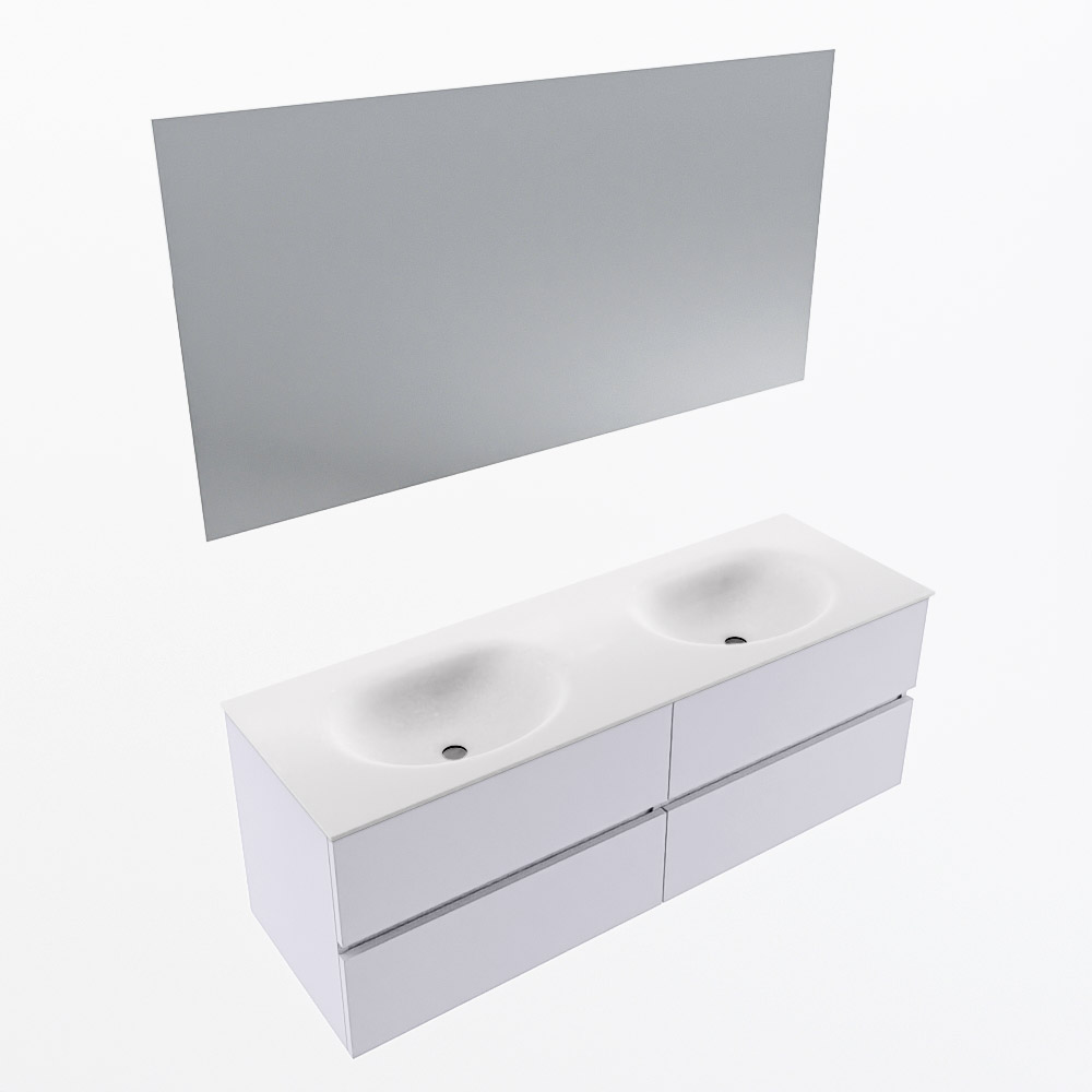 MONDIAZ VICA 140cm mueble de baño Cale 4 cajones. Lavabo MOON Doble 2 orificios color Talc con espejo LED. 6 MONDIAZ VICA 140cm mueble de baño Cale 4 cajones. Lavabo MOON Doble 2 orificios color Talc con espejo LED. - Imagen 6