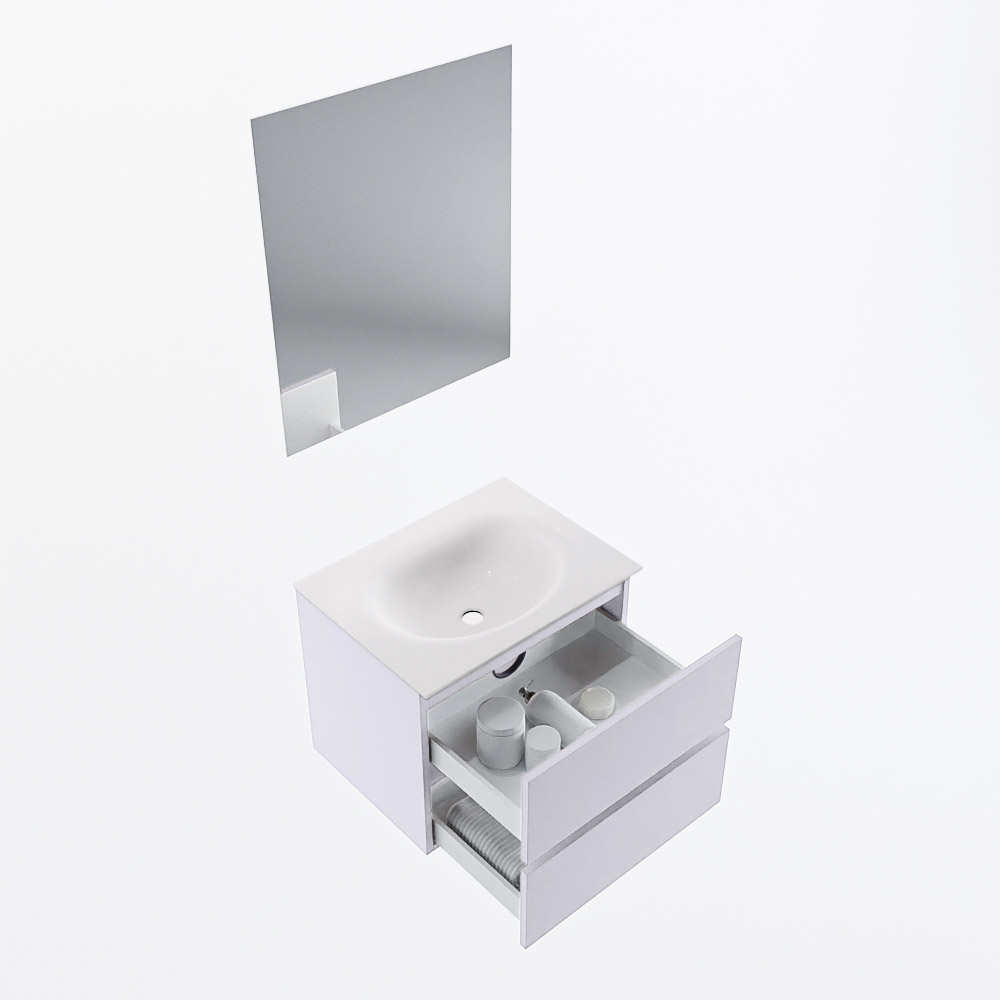 MONDIAZ VICA 60cm mueble de baño Cale 2 cajones. Lavabo MOON Centro sin orificio color Talc con espejo LED. 7 MONDIAZ VICA 60cm mueble de baño Cale 2 cajones. Lavabo MOON Centro sin orificio color Talc con espejo LED. - Imagen 7