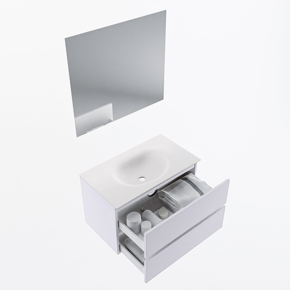 MONDIAZ VICA 80cm mueble de baño Cale 2 cajones. Lavabo MOON Centro sin orificio color Talc con espejo LED. 7 MONDIAZ VICA 80cm mueble de baño Cale 2 cajones. Lavabo MOON Centro sin orificio color Talc con espejo LED. - Imagen 7