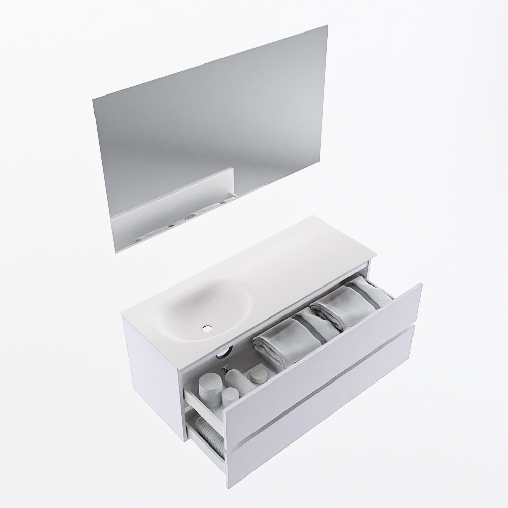 MONDIAZ VICA 120cm mueble de baño Cale 2 cajones. Lavabo MOON Izquierda sin orificio color Talc con espejo LED. 7 MONDIAZ VICA 120cm mueble de baño Cale 2 cajones. Lavabo MOON Izquierda sin orificio color Talc con espejo LED. - Imagen 7