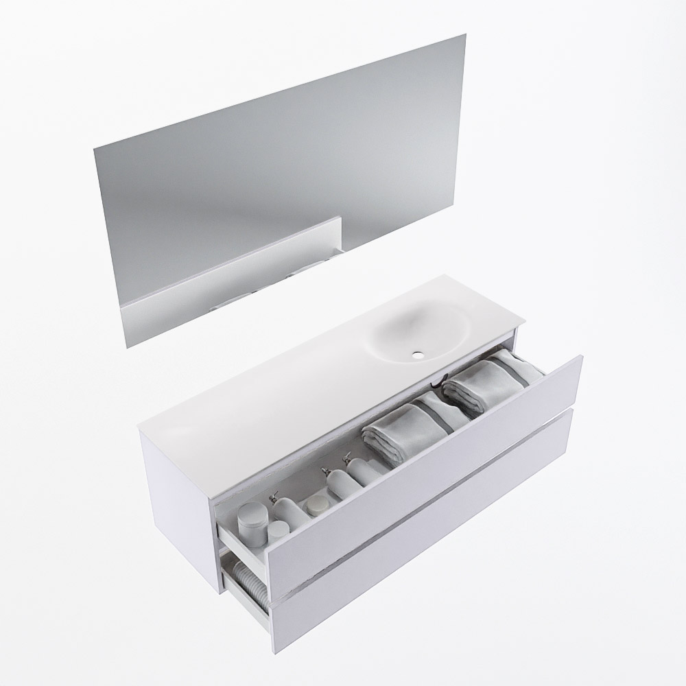 MONDIAZ VICA 150cm mueble de baño Cale 2 cajones. Lavabo MOON Derecho 1 orificio color Talc con espejo LED. 7 MONDIAZ VICA 150cm mueble de baño Cale 2 cajones. Lavabo MOON Derecho 1 orificio color Talc con espejo LED. - Imagen 7