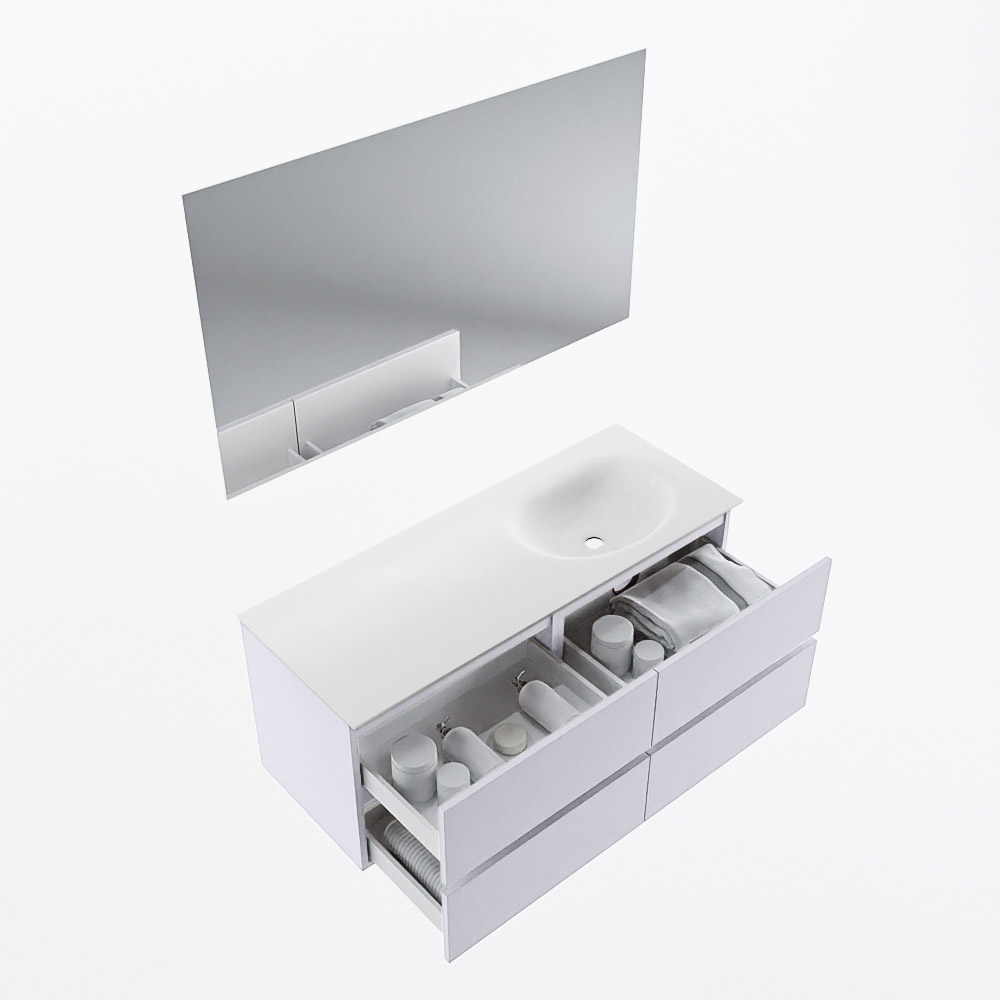 MONDIAZ VICA 120cm mueble de baño Cale 4 cajones. Lavabo MOON Derecho 1 orificio color Talc con espejo LED. 7 MONDIAZ VICA 120cm mueble de baño Cale 4 cajones. Lavabo MOON Derecho 1 orificio color Talc con espejo LED. - Imagen 7