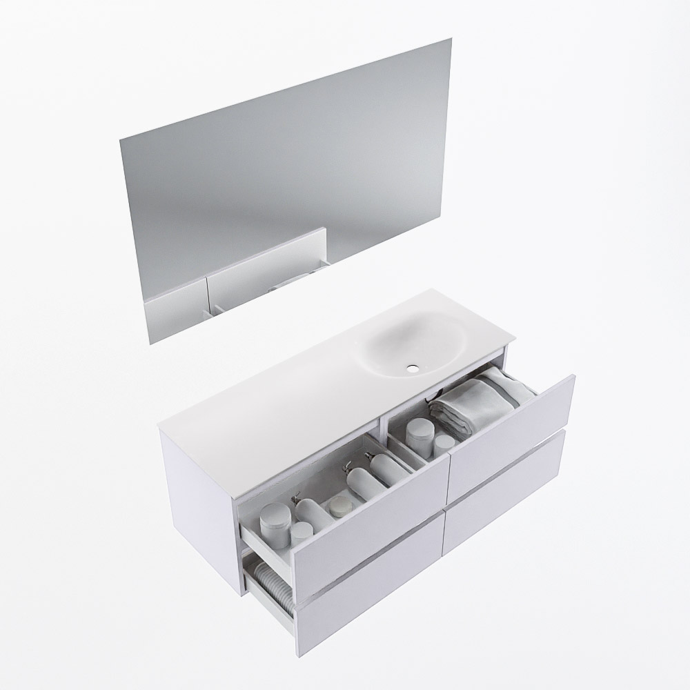 MONDIAZ VICA 130cm mueble de baño Cale 4 cajones. Lavabo MOON Derecho 1 orificio color Talc con espejo LED. 6 MONDIAZ VICA 130cm mueble de baño Cale 4 cajones. Lavabo MOON Derecho 1 orificio color Talc con espejo LED. - Imagen 7