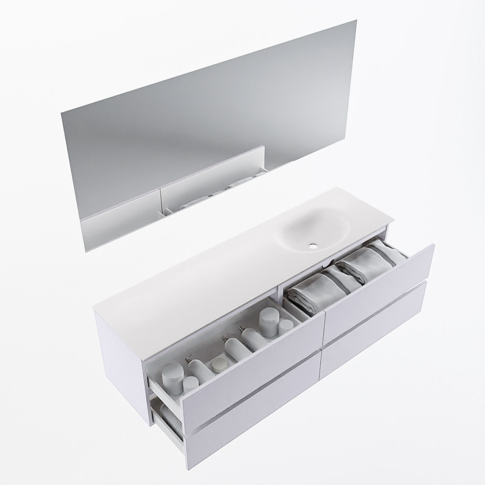 MONDIAZ VICA 170cm mueble de baño Cale 4 cajones. Lavabo MOON Derecho sin orificio color Talc con espejo LED. 7 MONDIAZ VICA 170cm mueble de baño Cale 4 cajones. Lavabo MOON Derecho sin orificio color Talc con espejo LED. - Imagen 7