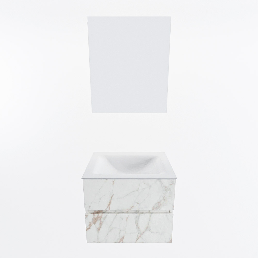 MONDIAZ VICA 60cm mueble de baño Carrara 2 cajones. Lavabo CLOUD Centro sin orificio color Talc con espejo LED. 5 MONDIAZ VICA 60cm mueble de baño Carrara 2 cajones. Lavabo CLOUD Centro sin orificio color Talc con espejo LED. - Imagen 5