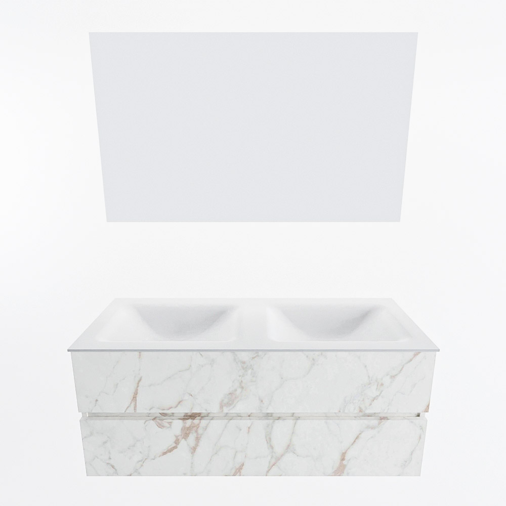 MONDIAZ VICA 120cm mueble de baño Carrara 2 cajones. Lavabo CLOUD Doble 2 orificios color Talc con espejo LED. 5 MONDIAZ VICA 120cm mueble de baño Carrara 2 cajones. Lavabo CLOUD Doble 2 orificios color Talc con espejo LED. - Imagen 5
