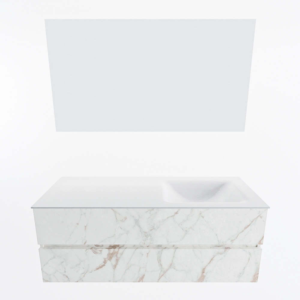 MONDIAZ VICA 130cm mueble de baño Carrara 2 cajones. Lavabo CLOUD Derecho 1 orificio color Talc con espejo LED. 4 MONDIAZ VICA 130cm mueble de baño Carrara 2 cajones. Lavabo CLOUD Derecho 1 orificio color Talc con espejo LED. - Imagen 5
