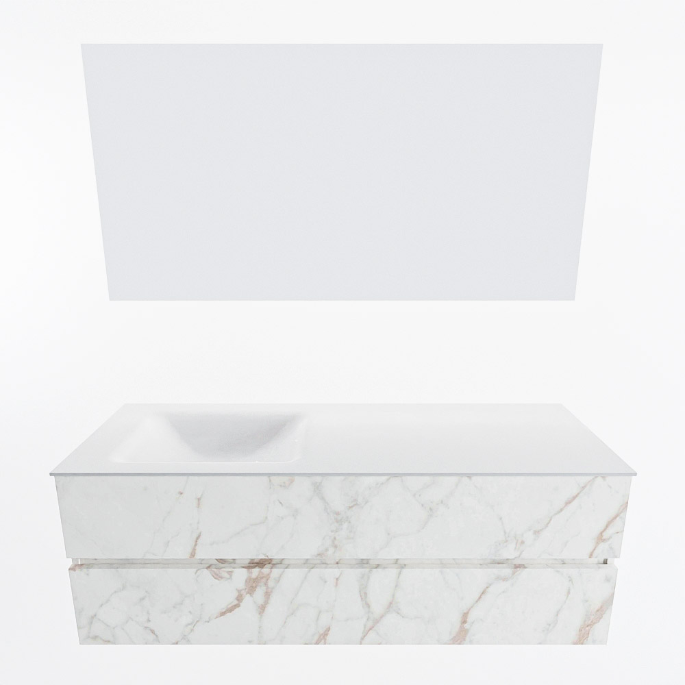 MONDIAZ VICA 140cm mueble de baño Carrara 2 cajones. Lavabo CLOUD Izquierda 1 orificio color Talc con espejo LED. 4 MONDIAZ VICA 140cm mueble de baño Carrara 2 cajones. Lavabo CLOUD Izquierda 1 orificio color Talc con espejo LED. - Imagen 5