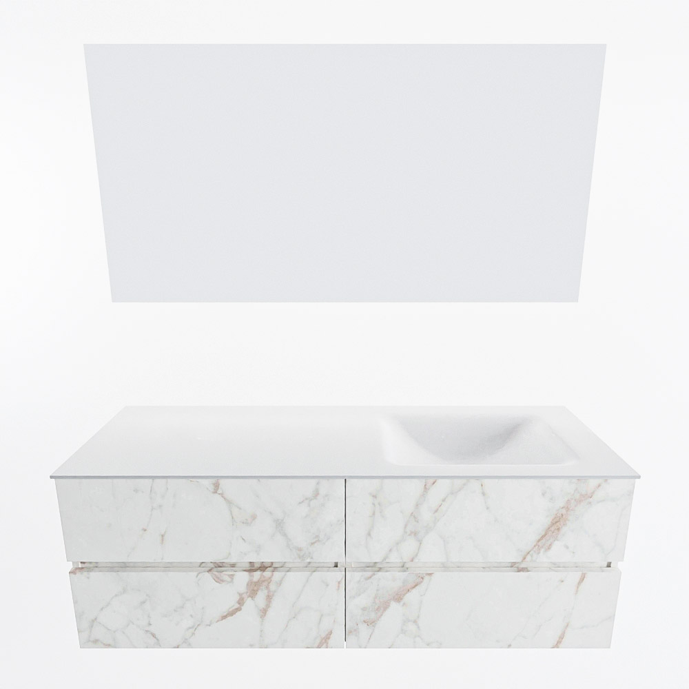 MONDIAZ VICA 140cm mueble de baño Carrara 4 cajones. Lavabo CLOUD Derecho 1 orificio color Talc con espejo LED. 4 MONDIAZ VICA 140cm mueble de baño Carrara 4 cajones. Lavabo CLOUD Derecho 1 orificio color Talc con espejo LED. - Imagen 5