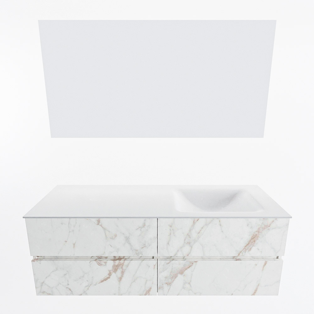MONDIAZ VICA 140cm mueble de baño Carrara 4 cajones. Lavabo CLOUD Derecho sin orificio color Talc con espejo LED. 4 MONDIAZ VICA 140cm mueble de baño Carrara 4 cajones. Lavabo CLOUD Derecho sin orificio color Talc con espejo LED. - Imagen 5
