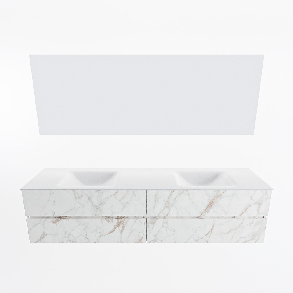 MONDIAZ VICA 200cm mueble de baño Carrara 4 cajones. Lavabo CLOUD Doble 2 orificios color Talc con espejo LED. 5 MONDIAZ VICA 200cm mueble de baño Carrara 4 cajones. Lavabo CLOUD Doble 2 orificios color Talc con espejo LED. - Imagen 5