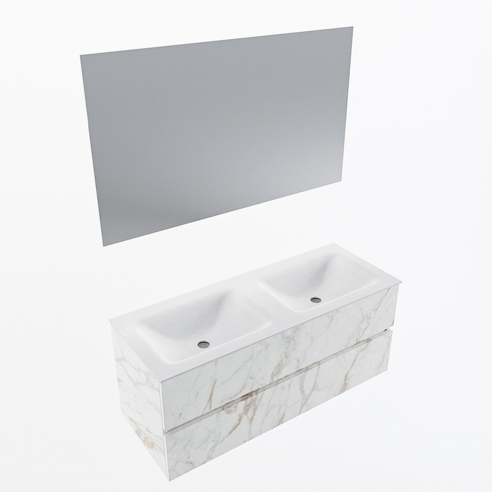 MONDIAZ VICA 120cm mueble de baño Carrara 2 cajones. Lavabo CLOUD Doble 2 orificios color Talc con espejo LED. 6 MONDIAZ VICA 120cm mueble de baño Carrara 2 cajones. Lavabo CLOUD Doble 2 orificios color Talc con espejo LED. - Imagen 6
