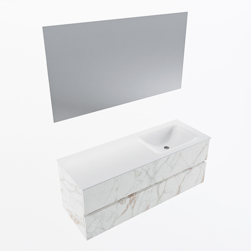 MONDIAZ VICA 130cm mueble de baño Carrara 2 cajones. Lavabo CLOUD Derecho 1 orificio color Talc con espejo LED. 5 MONDIAZ VICA 130cm mueble de baño Carrara 2 cajones. Lavabo CLOUD Derecho 1 orificio color Talc con espejo LED. - Imagen 6
