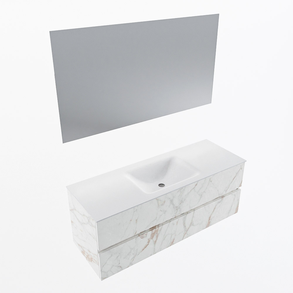 MONDIAZ VICA 130cm mueble de baño Carrara 2 cajones. Lavabo CLOUD Centro sin orificio color Talc con espejo LED. 5 MONDIAZ VICA 130cm mueble de baño Carrara 2 cajones. Lavabo CLOUD Centro sin orificio color Talc con espejo LED. - Imagen 6
