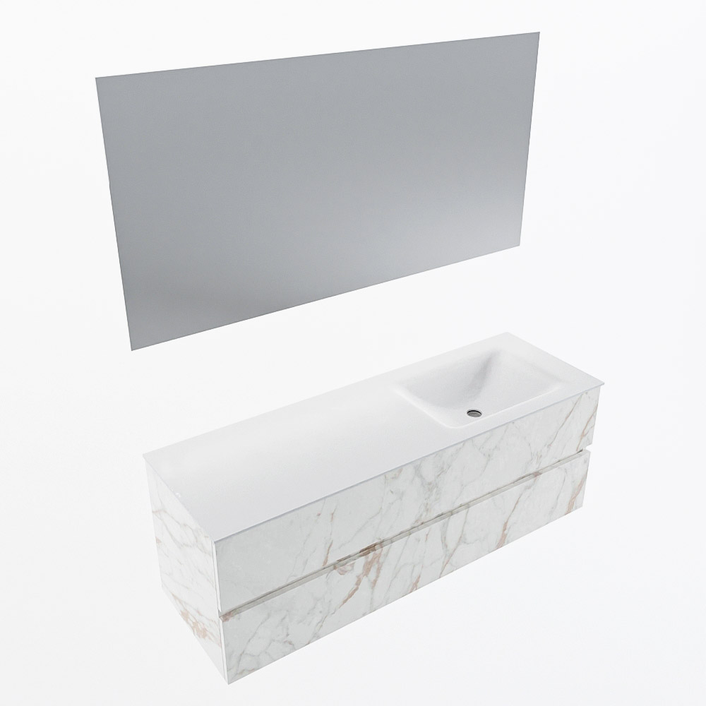 MONDIAZ VICA 140cm mueble de baño Carrara 2 cajones. Lavabo CLOUD Derecho 1 orificio color Talc con espejo LED. 5 MONDIAZ VICA 140cm mueble de baño Carrara 2 cajones. Lavabo CLOUD Derecho 1 orificio color Talc con espejo LED. - Imagen 6