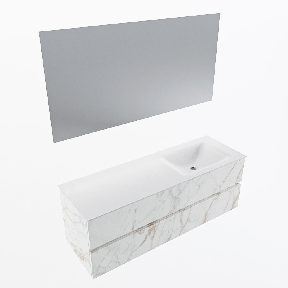 MONDIAZ VICA 140cm mueble de baño Carrara 2 cajones. Lavabo CLOUD Derecho sin orificio color Talc con espejo LED. 5 MONDIAZ VICA 140cm mueble de baño Carrara 2 cajones. Lavabo CLOUD Derecho sin orificio color Talc con espejo LED. - Imagen 6