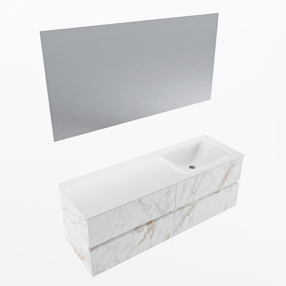 MONDIAZ VICA 140cm mueble de baño Carrara 4 cajones. Lavabo CLOUD Derecho 1 orificio color Talc con espejo LED. 5 MONDIAZ VICA 140cm mueble de baño Carrara 4 cajones. Lavabo CLOUD Derecho 1 orificio color Talc con espejo LED. - Imagen 6