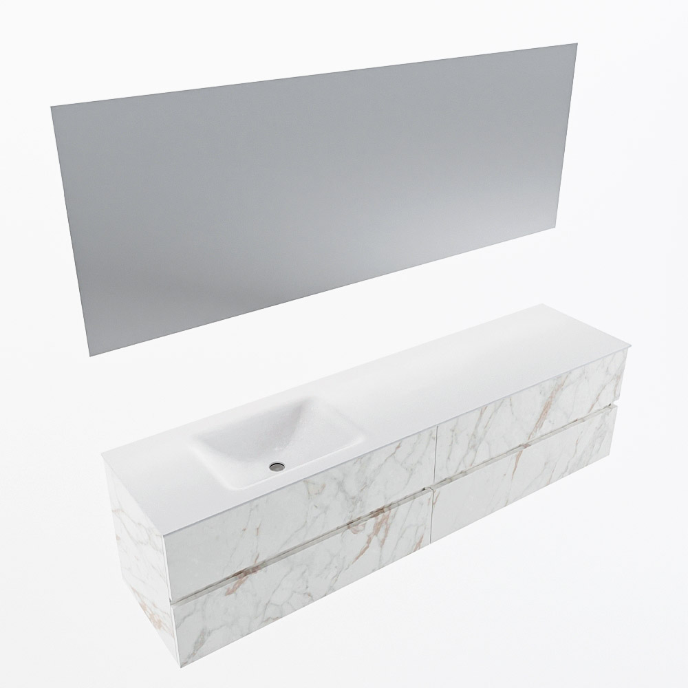 MONDIAZ VICA 190cm mueble de baño Carrara 4 cajones. Lavabo CLOUD Izquierda sin orificio color Talc con espejo LED. 6 MONDIAZ VICA 190cm mueble de baño Carrara 4 cajones. Lavabo CLOUD Izquierda sin orificio color Talc con espejo LED. - Imagen 6