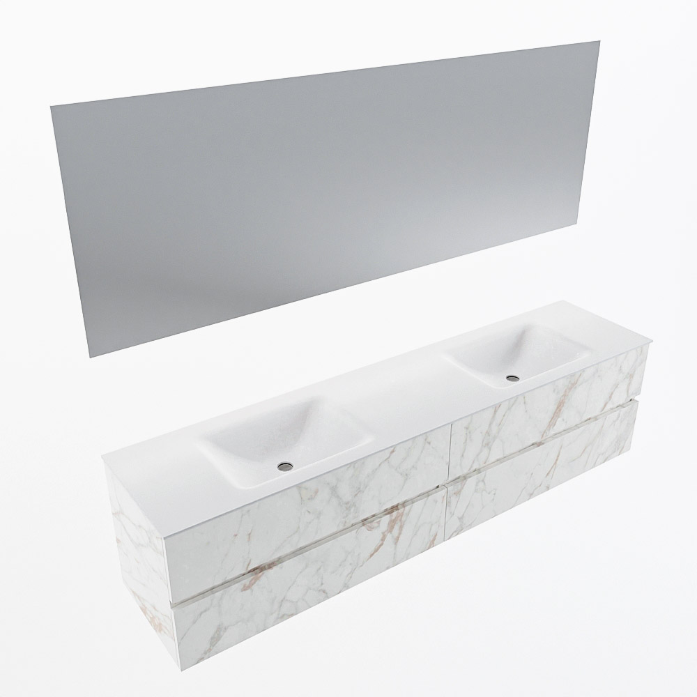 MONDIAZ VICA 200cm mueble de baño Carrara 4 cajones. Lavabo CLOUD Doble 2 orificios color Talc con espejo LED. 6 MONDIAZ VICA 200cm mueble de baño Carrara 4 cajones. Lavabo CLOUD Doble 2 orificios color Talc con espejo LED. - Imagen 6