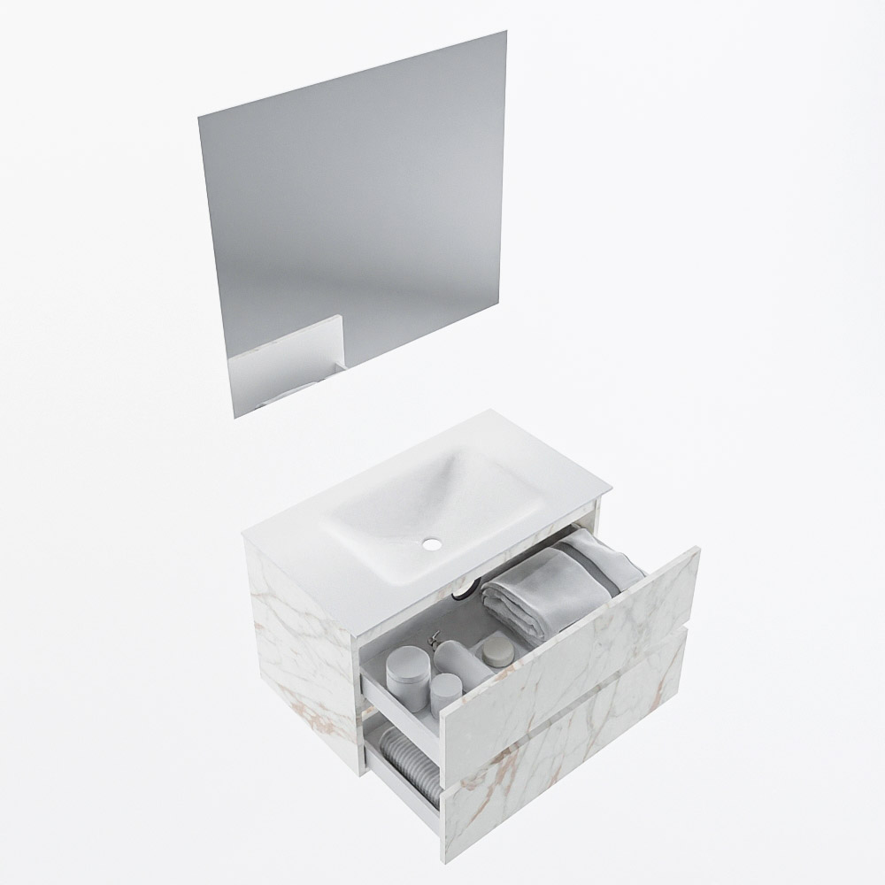 MONDIAZ VICA 80cm mueble de baño Carrara 2 cajones. Lavabo CLOUD Centro 1 orificio color Talc con espejo LED. 7 MONDIAZ VICA 80cm mueble de baño Carrara 2 cajones. Lavabo CLOUD Centro 1 orificio color Talc con espejo LED. - Imagen 7
