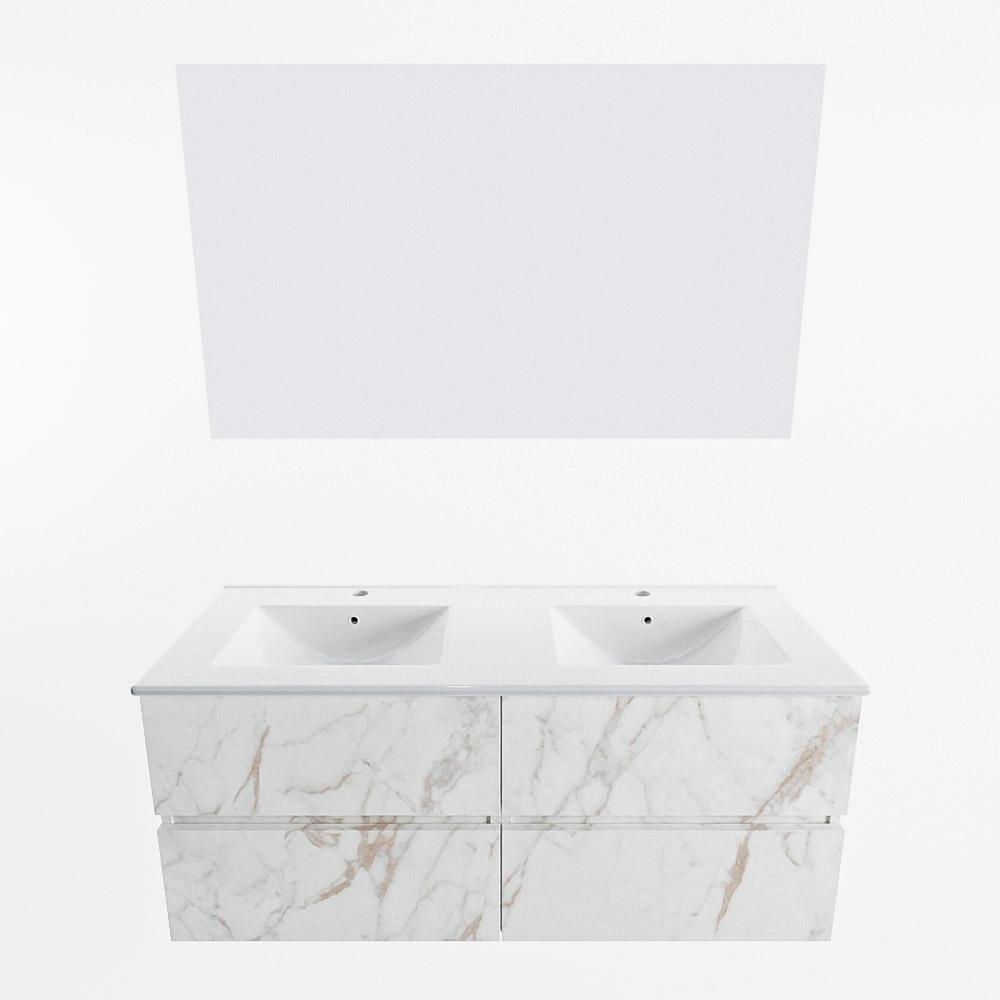 MONDIAZ VICA 120cm mueble de baño Carrara 4 cajones. Lavabo DENIA Doble 2 orificios color Blanco brillo con espejo LED. 5 MONDIAZ VICA 120cm mueble de baño Carrara 4 cajones. Lavabo DENIA Doble 2 orificios color Blanco brillo con espejo LED. - Imagen 5
