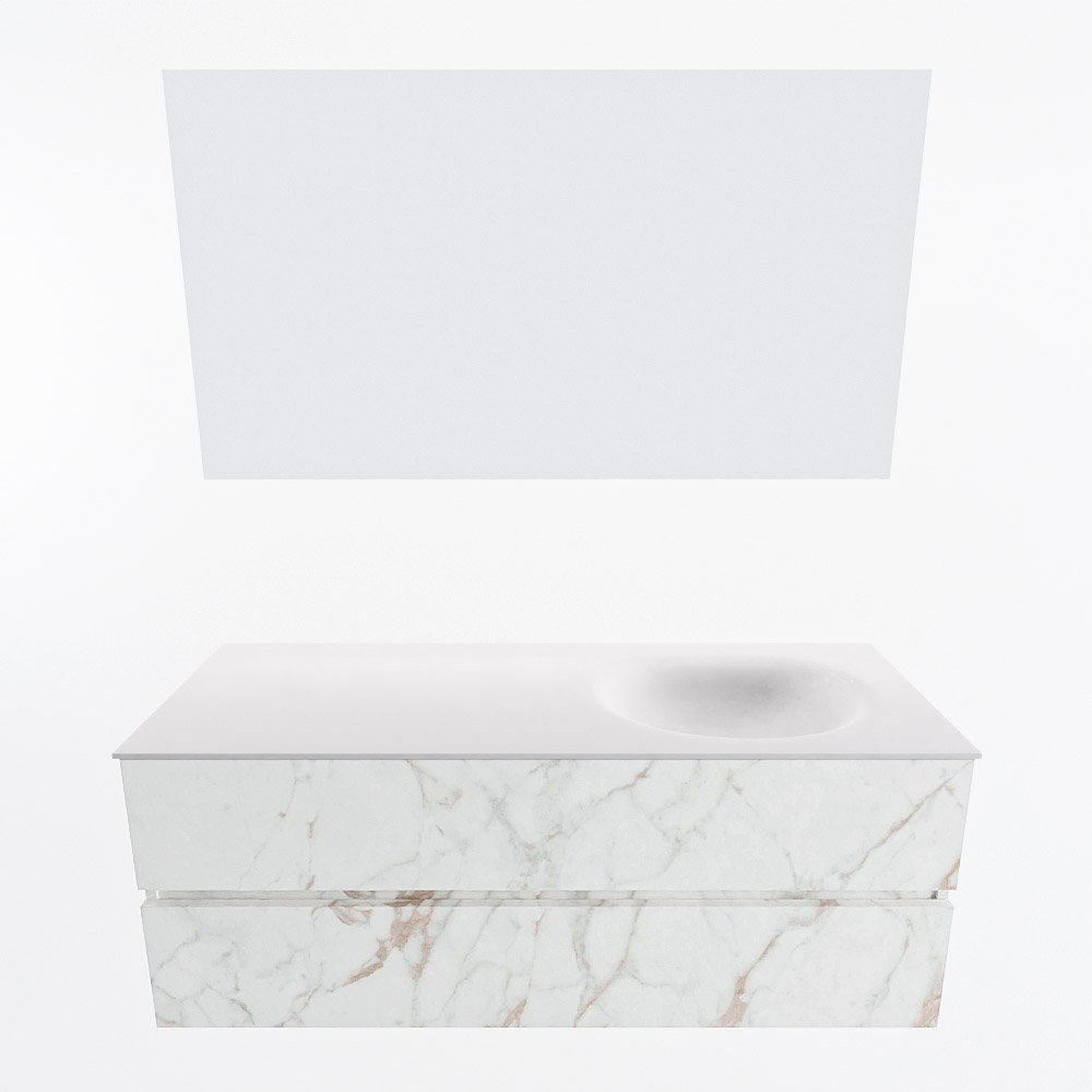 MONDIAZ VICA 130cm mueble de baño Carrara 2 cajones. Lavabo MOON Derecho sin orificio color Talc con espejo LED. 4 MONDIAZ VICA 130cm mueble de baño Carrara 2 cajones. Lavabo MOON Derecho sin orificio color Talc con espejo LED. - Imagen 5