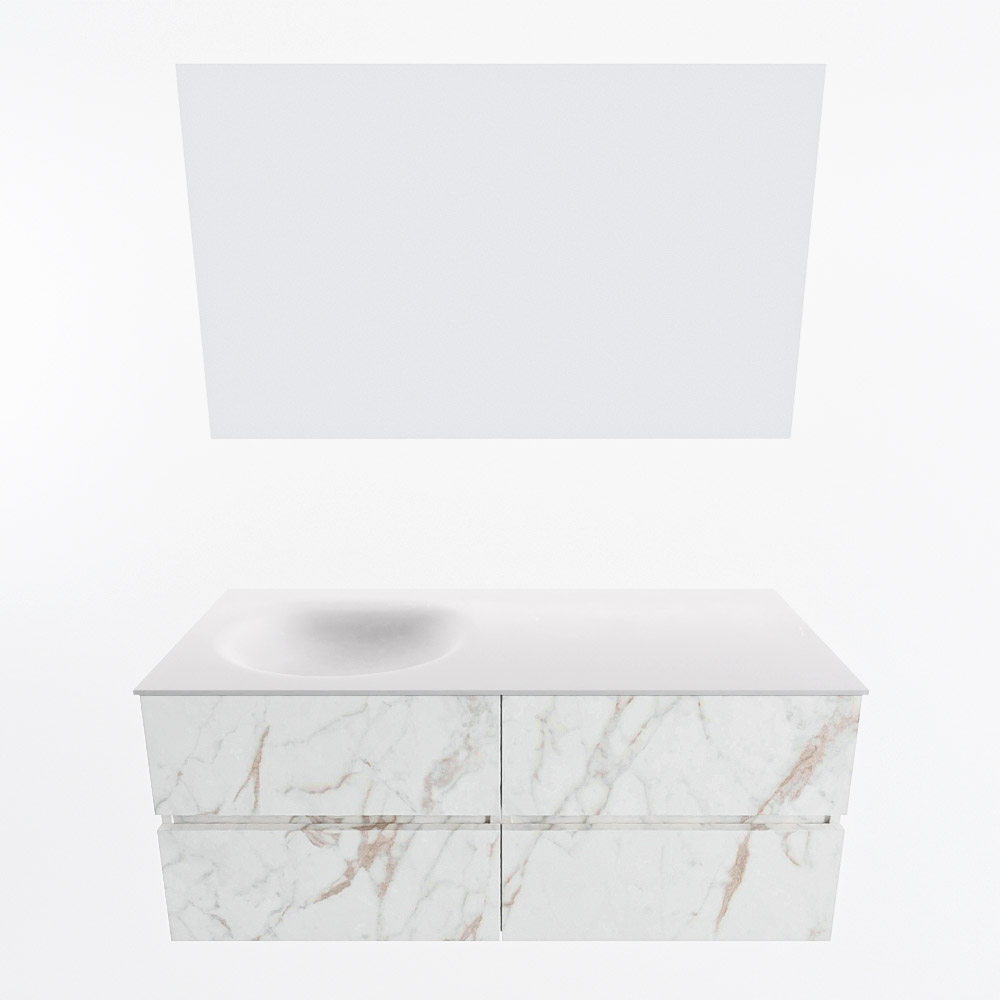 MONDIAZ VICA 120cm mueble de baño Carrara 4 cajones. Lavabo MOON Izquierda 1 orificio color Talc con espejo LED. 5 MONDIAZ VICA 120cm mueble de baño Carrara 4 cajones. Lavabo MOON Izquierda 1 orificio color Talc con espejo LED. - Imagen 5