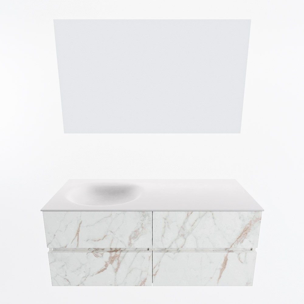 MONDIAZ VICA 120cm mueble de baño Carrara 4 cajones. Lavabo MOON Izquierda sin orificio color Talc con espejo LED. 5 MONDIAZ VICA 120cm mueble de baño Carrara 4 cajones. Lavabo MOON Izquierda sin orificio color Talc con espejo LED. - Imagen 5