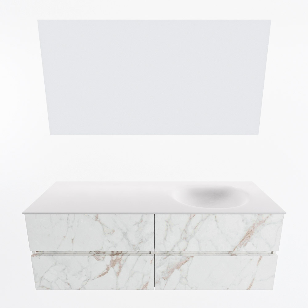 MONDIAZ VICA 140cm mueble de baño Carrara 4 cajones. Lavabo MOON Derecho 1 orificio color Talc con espejo LED. 5 MONDIAZ VICA 140cm mueble de baño Carrara 4 cajones. Lavabo MOON Derecho 1 orificio color Talc con espejo LED. - Imagen 5