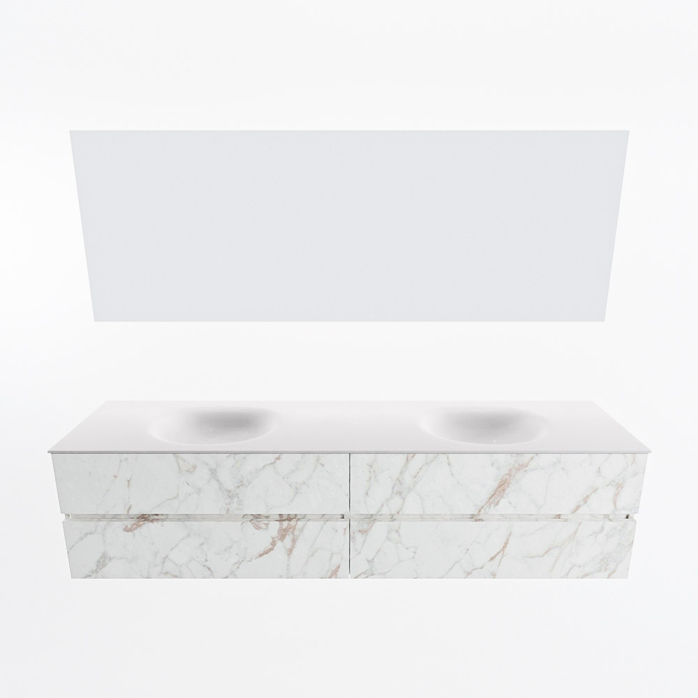 MONDIAZ VICA 200cm mueble de baño Carrara 4 cajones. Lavabo MOON Doble sin orificio color Talc con espejo LED. 5 MONDIAZ VICA 200cm mueble de baño Carrara 4 cajones. Lavabo MOON Doble sin orificio color Talc con espejo LED. - Imagen 5
