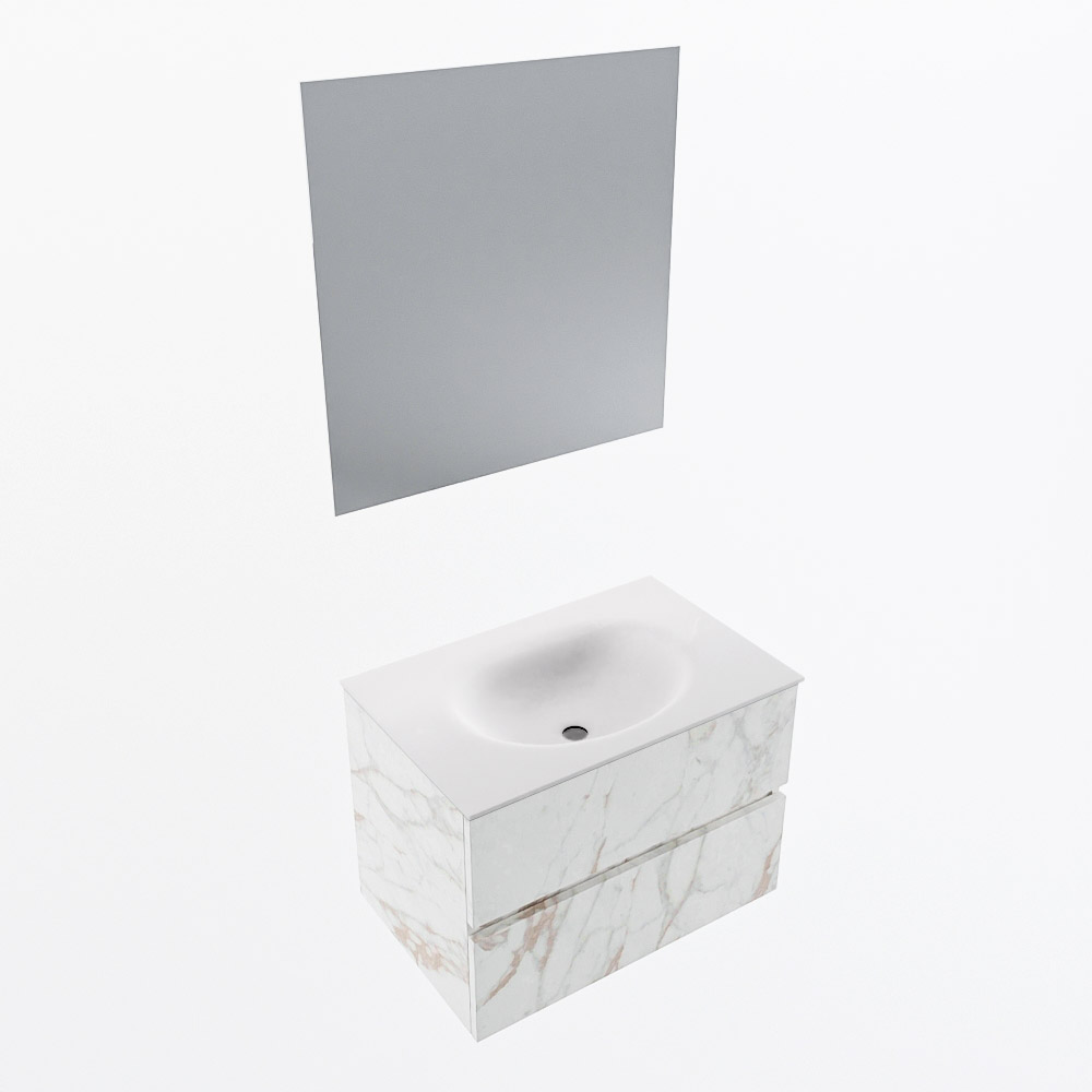 MONDIAZ VICA 70cm mueble de baño Carrara 2 cajones. Lavabo MOON Centro 1 orificio color Talc con espejo LED. 6 MONDIAZ VICA 70cm mueble de baño Carrara 2 cajones. Lavabo MOON Centro 1 orificio color Talc con espejo LED. - Imagen 6