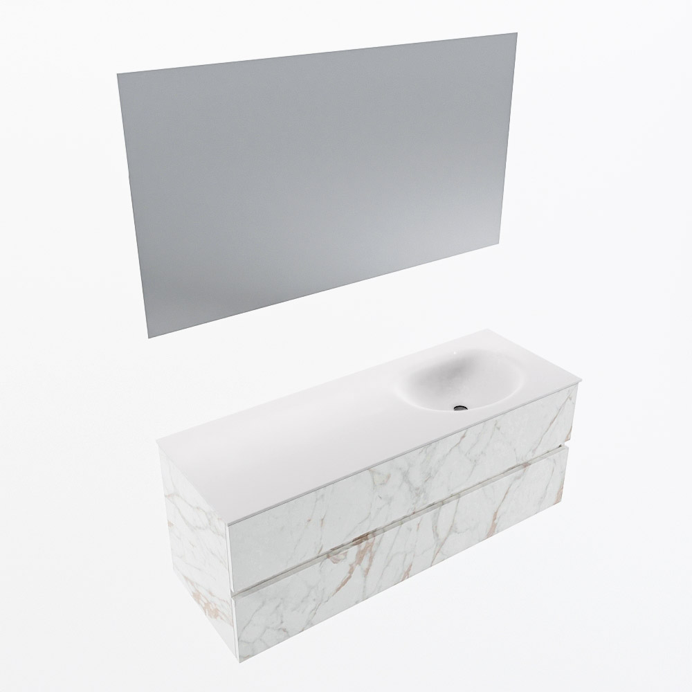 MONDIAZ VICA 130cm mueble de baño Carrara 2 cajones. Lavabo MOON Derecho sin orificio color Talc con espejo LED. 5 MONDIAZ VICA 130cm mueble de baño Carrara 2 cajones. Lavabo MOON Derecho sin orificio color Talc con espejo LED. - Imagen 6