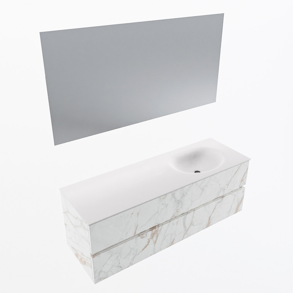 MONDIAZ VICA 140cm mueble de baño Carrara 2 cajones. Lavabo MOON Derecho sin orificio color Talc con espejo LED. 6 MONDIAZ VICA 140cm mueble de baño Carrara 2 cajones. Lavabo MOON Derecho sin orificio color Talc con espejo LED. - Imagen 6