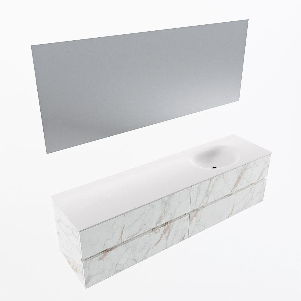 MONDIAZ VICA 180cm mueble de baño Carrara 4 cajones. Lavabo MOON Derecho sin orificio color Talc con espejo LED. 6 MONDIAZ VICA 180cm mueble de baño Carrara 4 cajones. Lavabo MOON Derecho sin orificio color Talc con espejo LED. - Imagen 6