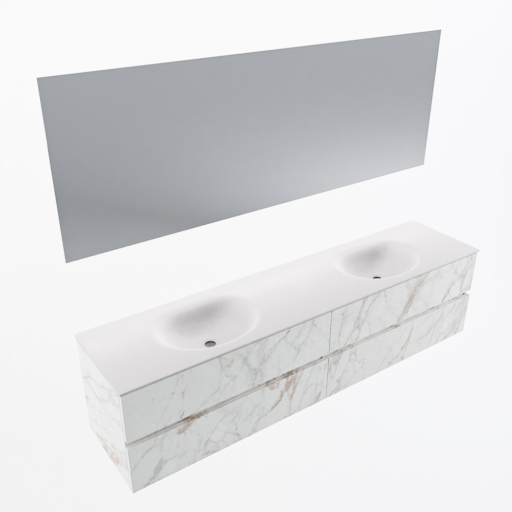 MONDIAZ VICA 200cm mueble de baño Carrara 4 cajones. Lavabo MOON Doble sin orificio color Talc con espejo LED. 6 MONDIAZ VICA 200cm mueble de baño Carrara 4 cajones. Lavabo MOON Doble sin orificio color Talc con espejo LED. - Imagen 6