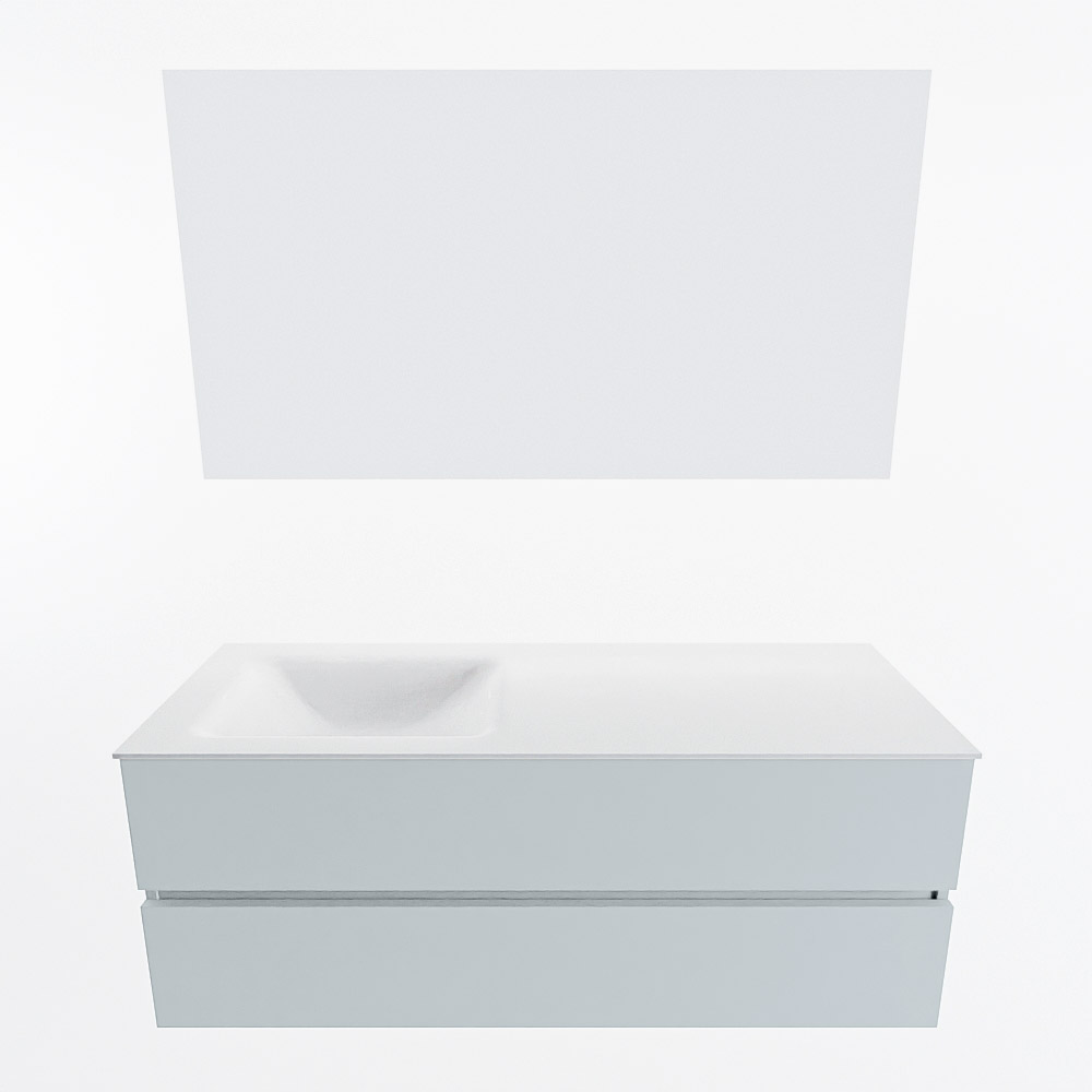 MONDIAZ VICA 130cm mueble de baño Clay 2 cajones. Lavabo CLOUD Izquierda sin orificio color Talc con espejo LED. 4 MONDIAZ VICA 130cm mueble de baño Clay 2 cajones. Lavabo CLOUD Izquierda sin orificio color Talc con espejo LED. - Imagen 5