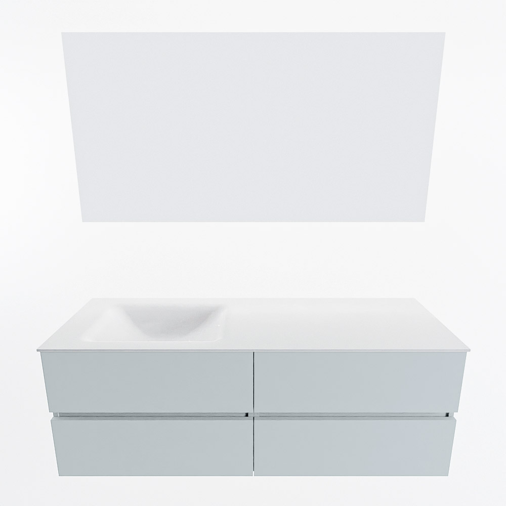 MONDIAZ VICA 140cm mueble de baño Clay 4 cajones. Lavabo CLOUD Izquierda 1 orificio color Talc con espejo LED. 4 MONDIAZ VICA 140cm mueble de baño Clay 4 cajones. Lavabo CLOUD Izquierda 1 orificio color Talc con espejo LED. - Imagen 5