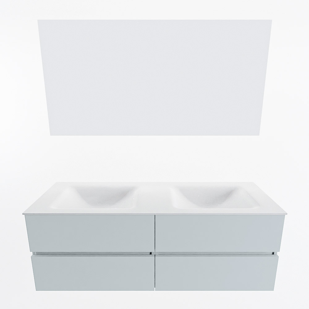 MONDIAZ VICA 140cm mueble de baño Clay 4 cajones. Lavabo CLOUD Doble sin orificio color Talc con espejo LED. 4 MONDIAZ VICA 140cm mueble de baño Clay 4 cajones. Lavabo CLOUD Doble sin orificio color Talc con espejo LED. - Imagen 5