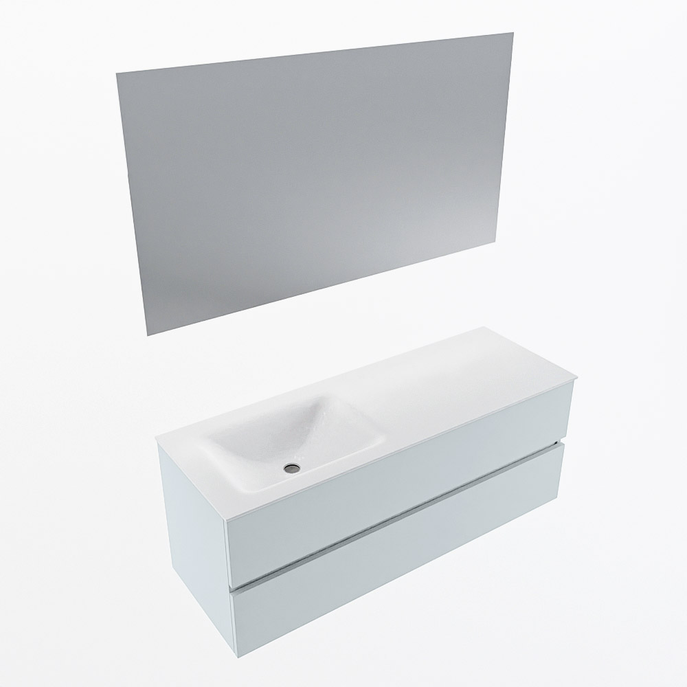 MONDIAZ VICA 130cm mueble de baño Clay 2 cajones. Lavabo CLOUD Izquierda sin orificio color Talc con espejo LED. 5 MONDIAZ VICA 130cm mueble de baño Clay 2 cajones. Lavabo CLOUD Izquierda sin orificio color Talc con espejo LED. - Imagen 6
