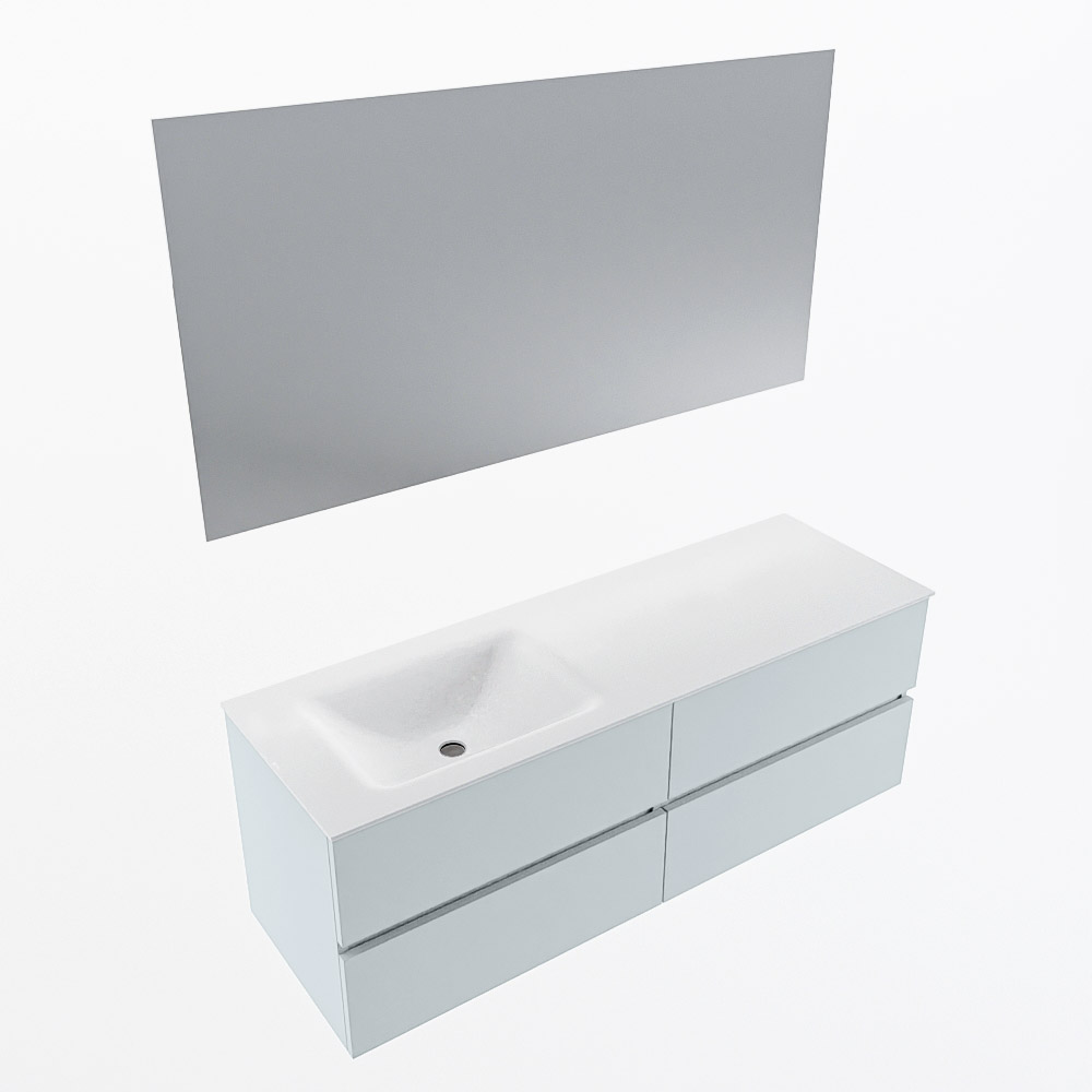 MONDIAZ VICA 140cm mueble de baño Clay 4 cajones. Lavabo CLOUD Izquierda 1 orificio color Talc con espejo LED. 5 MONDIAZ VICA 140cm mueble de baño Clay 4 cajones. Lavabo CLOUD Izquierda 1 orificio color Talc con espejo LED. - Imagen 6