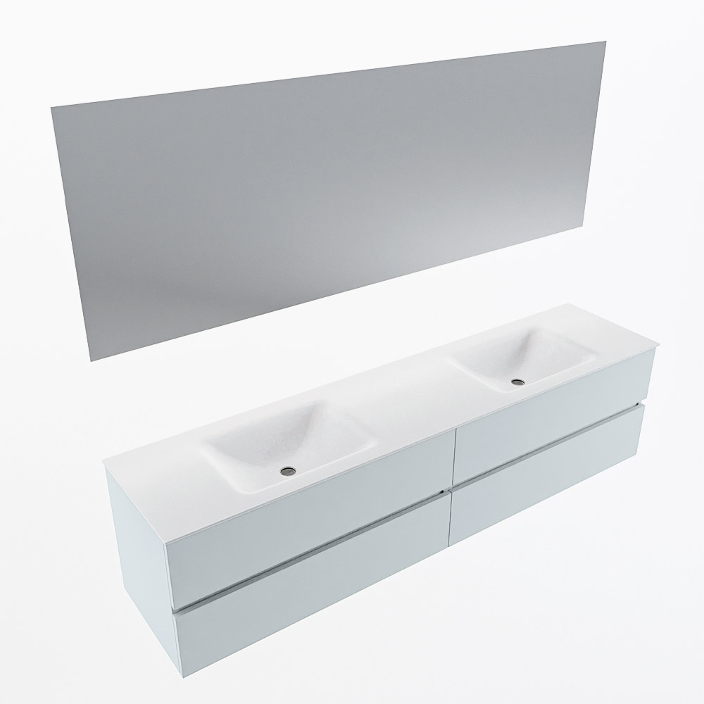 MONDIAZ VICA 200cm mueble de baño Clay 4 cajones. Lavabo CLOUD Doble 2 orificios color Talc con espejo LED. 6 MONDIAZ VICA 200cm mueble de baño Clay 4 cajones. Lavabo CLOUD Doble 2 orificios color Talc con espejo LED. - Imagen 6